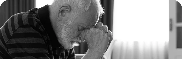 Thoughtful older man at home thinking about his everyday wellness routine